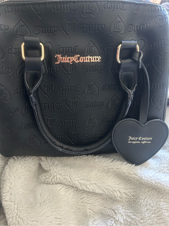 Juicy Couture Handbags - Juicy Couture Black Embossed Satchel with Heart Charm